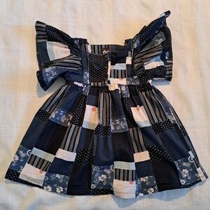 Tea Collection girls size 2T dress, Boro Quilt print, kimono sleeve